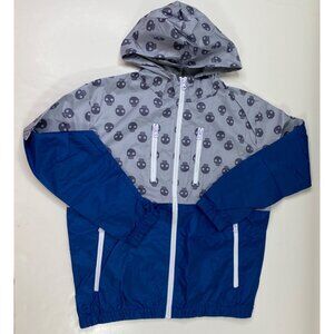 Bocini Kids Skull Print Hooded Windbreaker Jacket Blue/Gray Size L (12/14)
